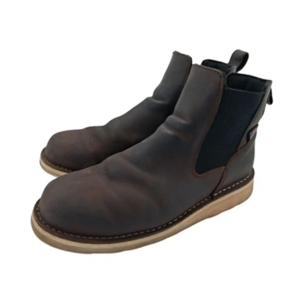 Danner Bull Run Chelsea Boots Mens Size 13 Brown Leather Work Ankle USA Wedge